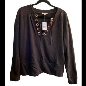 Socialite Lace Up Sweater Sweatshirt